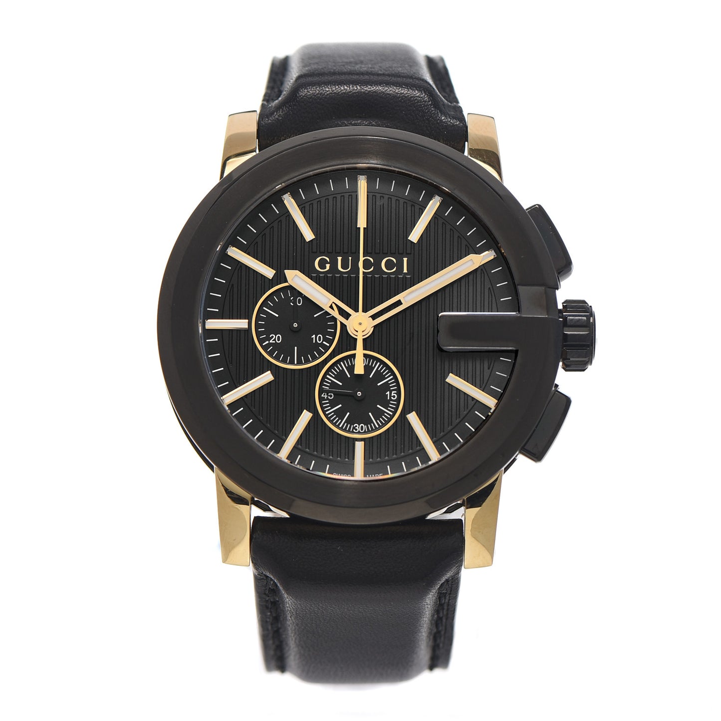 PVD Stainless Steel Calfskin 44mm G-Chrono Quartz Watch Black