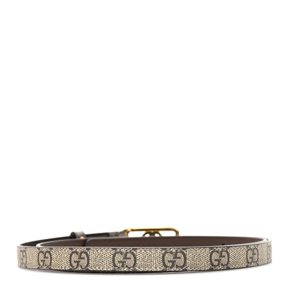 Gucci GG Supreme Monogram Plutone Calfskin Interlocking G 15mm Belt 100 40 Beige Ebony New Acero 2 of 4