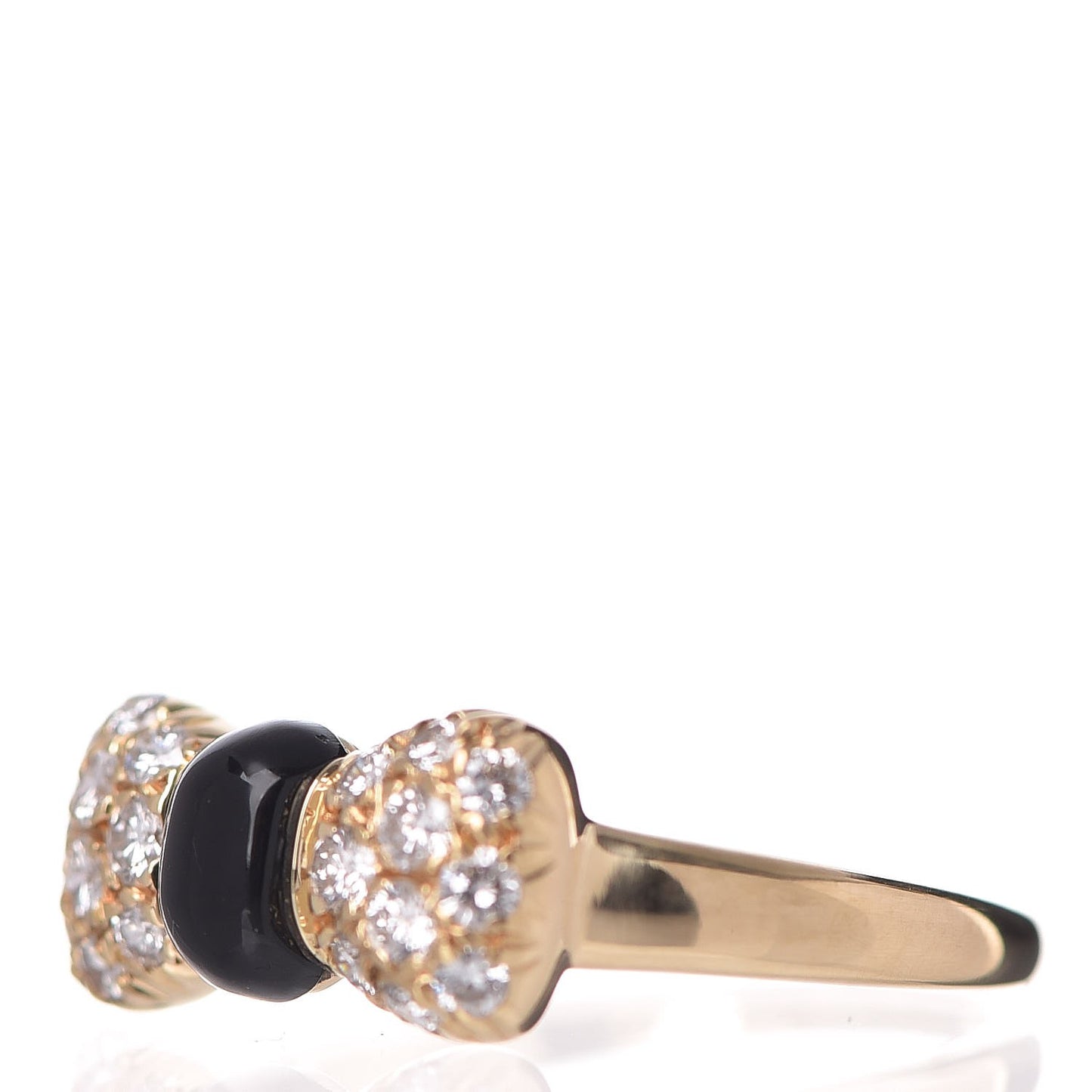 18K Yellow Gold Black Onyx Diamond Bow Ring 50 5.25