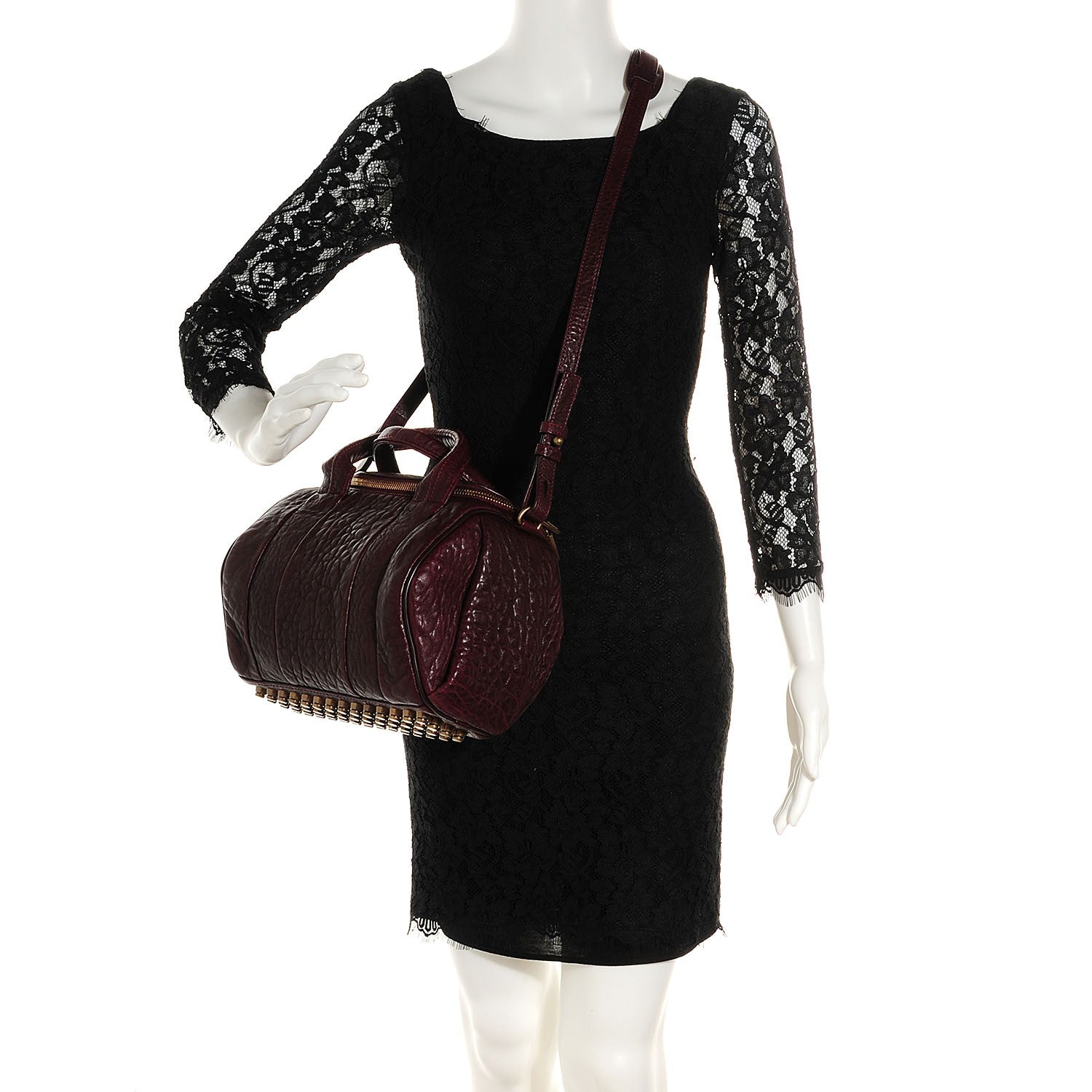 Alexander Wang Pebbled Lambskin Rockie Beet Antique Brass Hardware 2 of 6