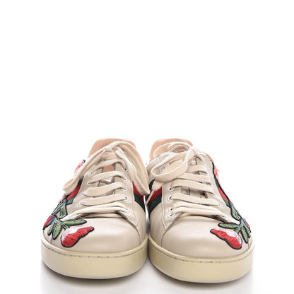 Gucci Calfskin Web Floral Embroidered Mens Ace Sneakers 9 Off White 2 of 10