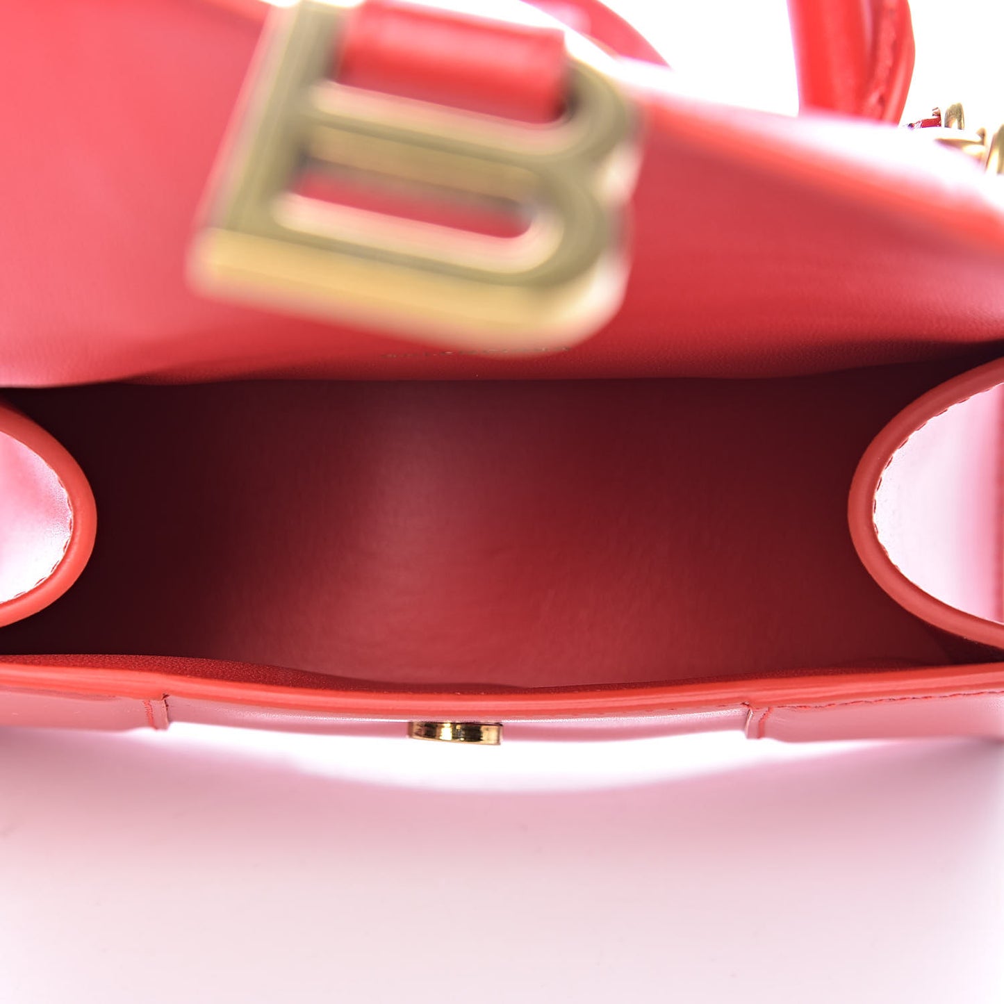 Shiny Box Calfskin Hourglass Top Handle Bag XS Bright Red