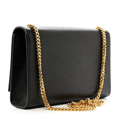 Saint Laurent Grain De Poudre Medium Classic Monogram Kate Satchel Black 3 of 9