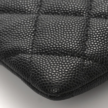 Chanel Caviar Metal Quilted Striated Zip Card Holder Wallet Black 8 of 10