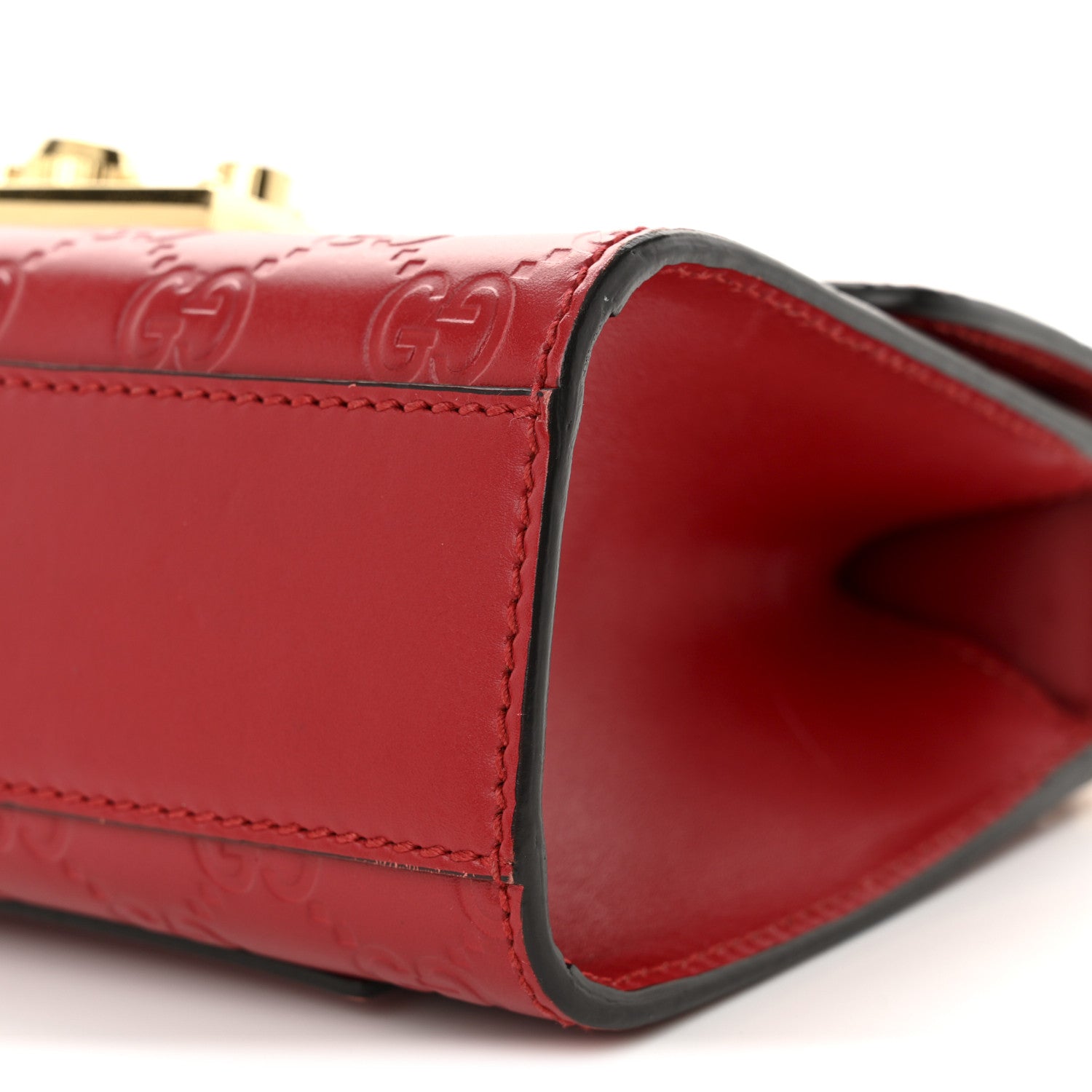 Gucci Guccissima Small Padlock Shoulder Bag Hibiscus Red 10 of 11