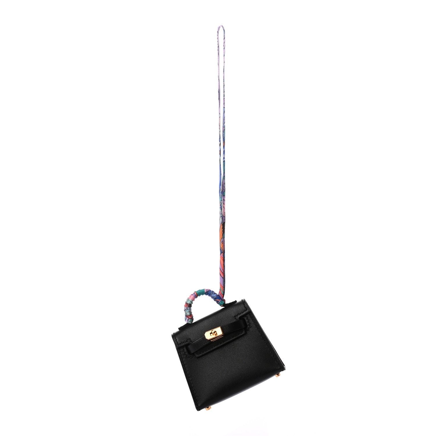 Hermes Tadelakt Mini Kelly Twilly Bag Charm Black 1 of 4