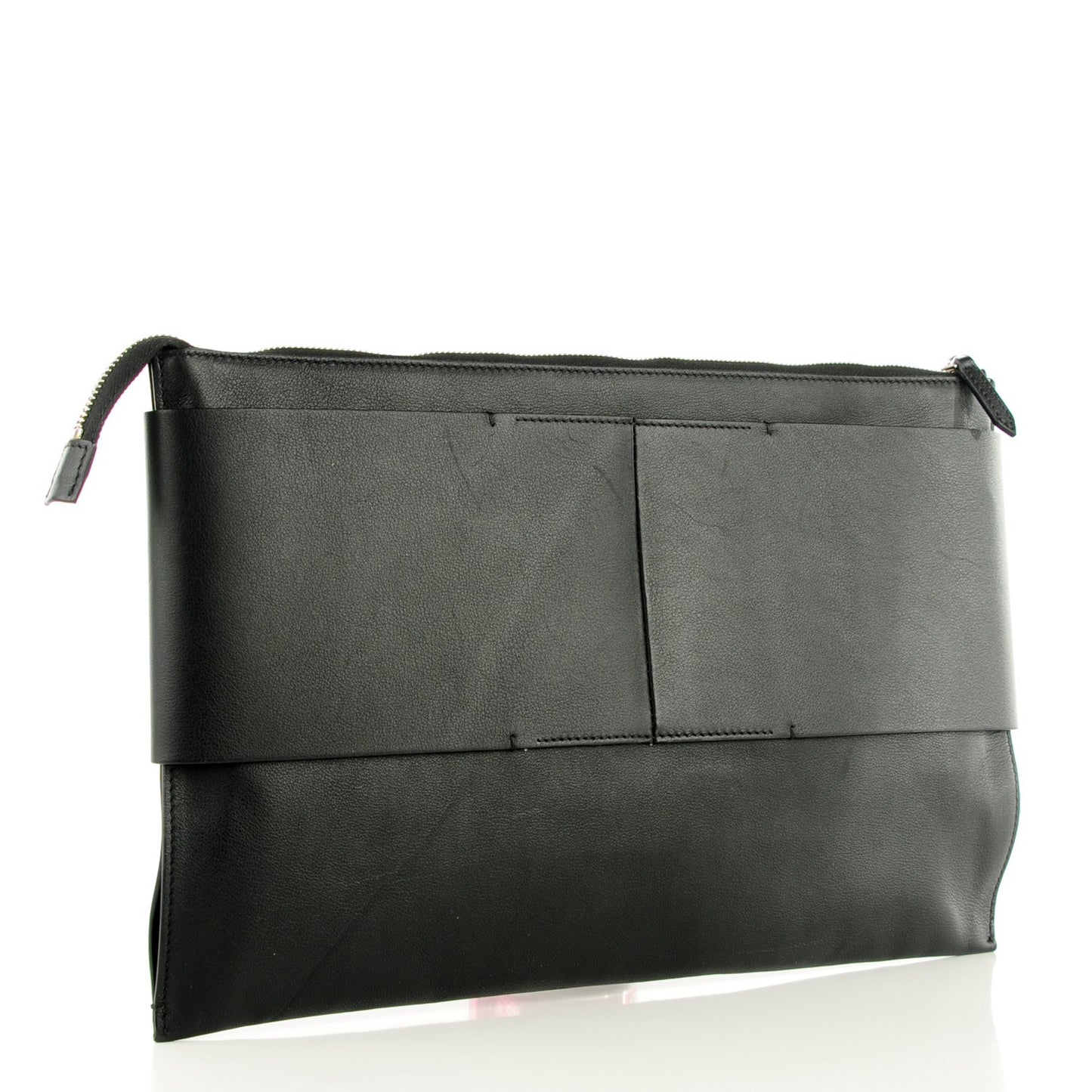 Calfskin Flat Evening Clutch Black