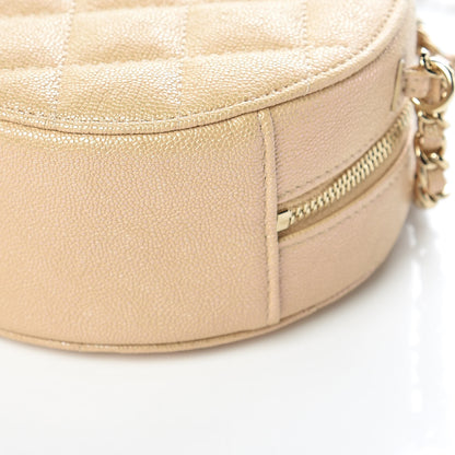 Chanel Iridescent Caviar Quilted Round Clutch With Chain Beige 6 of 9