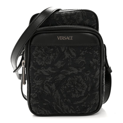 Versace Fabric Jacquard Calfskin Small Barocco Crossbody Bag Black 1 of 11