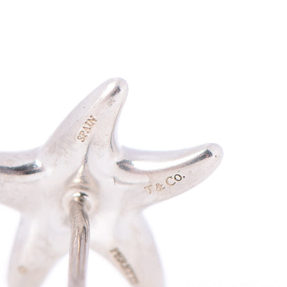 Tiffany Sterling Silver Diamond 12mm Elsa Peretti Starfish Earrings 6 of 7