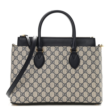 Gucci GG Supreme Monogram Small Zip Top Tote Beige Blue 1 of 10