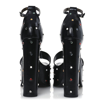 Louis Vuitton Calfskin Studded Fame Platform Sandals 38 Black 6 of 13