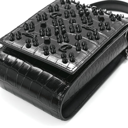 Christian Louboutin Crocodile Embossed Calfskin Spikes Loubinthesky Paloma Crossbody Phone Case Black 10 of 10