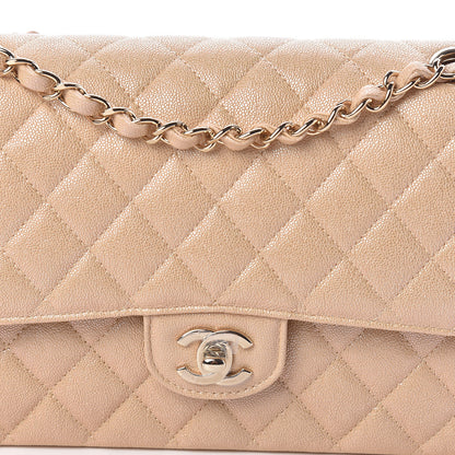 Chanel Iridescent Caviar Quilted Medium Double Flap Beige 9 of 11