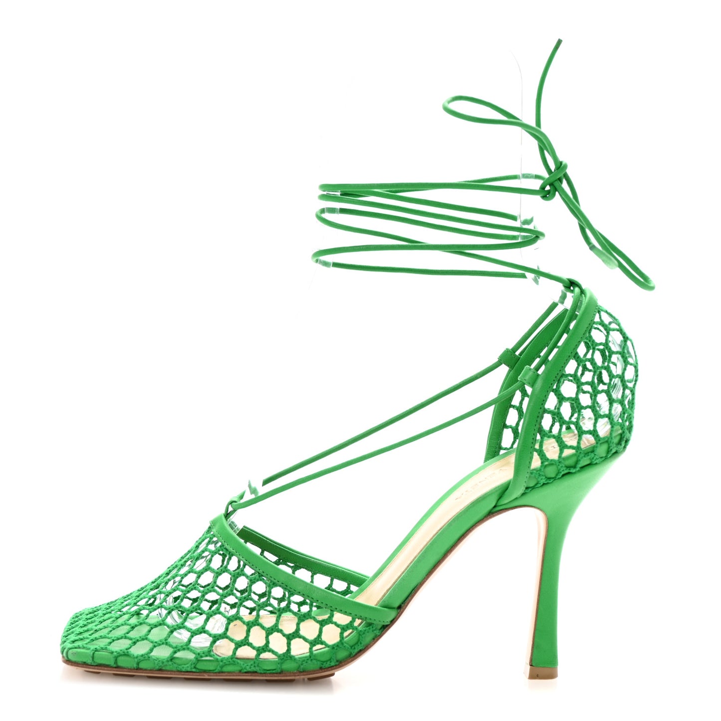 Mesh Nappa Stretch Ankle Tie 90mm Sandals 40 Grass