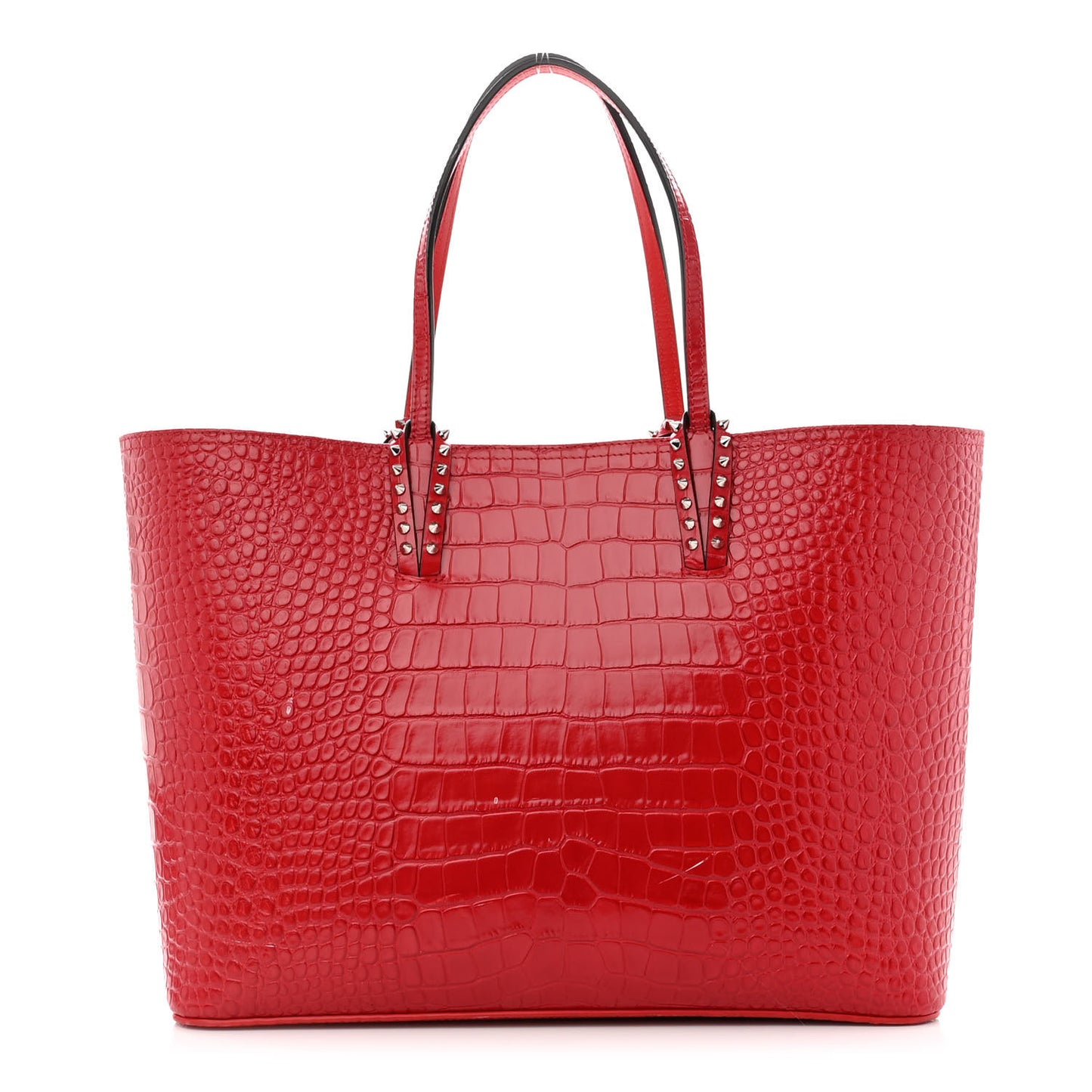 Calfskin Crocodile Embossed Spikes East West Cabata Tote