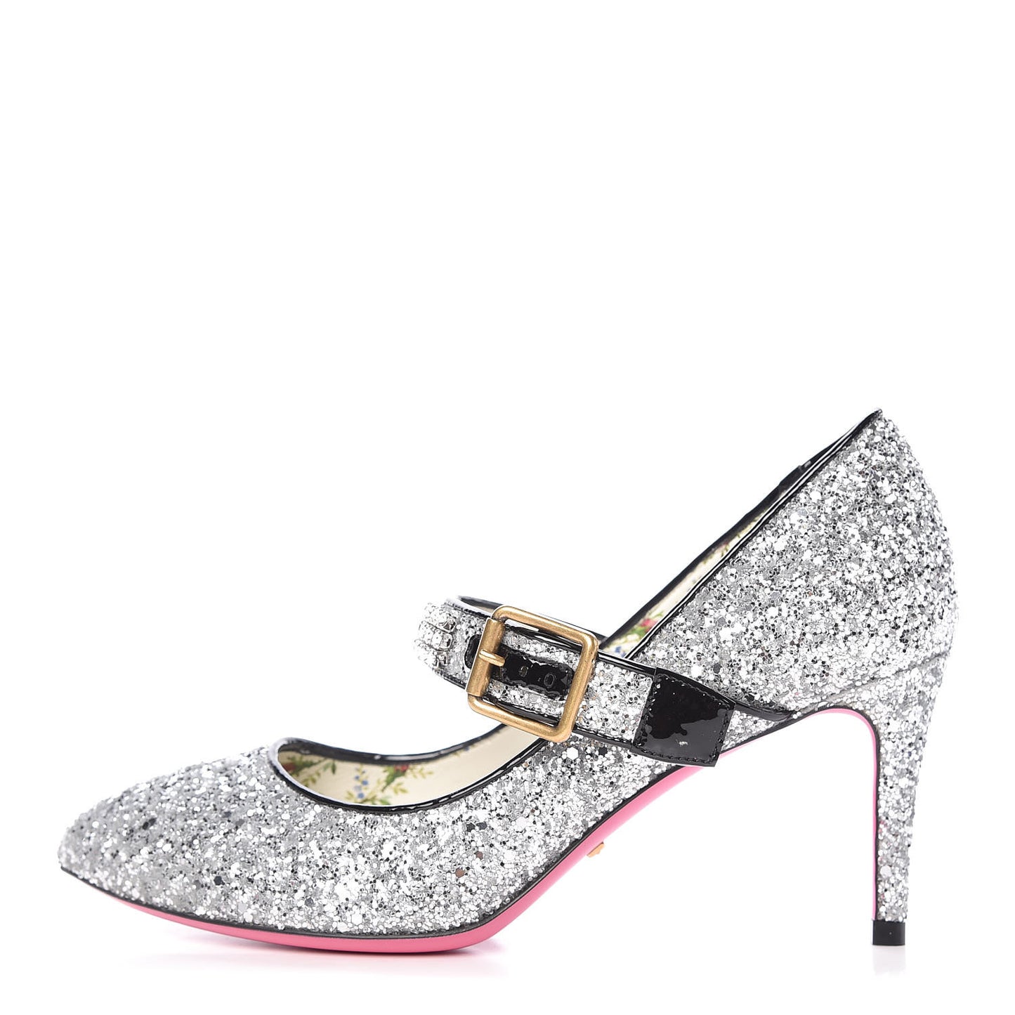Calfskin Glitter Slyvie Mary Jane Pumps Argento 35.5