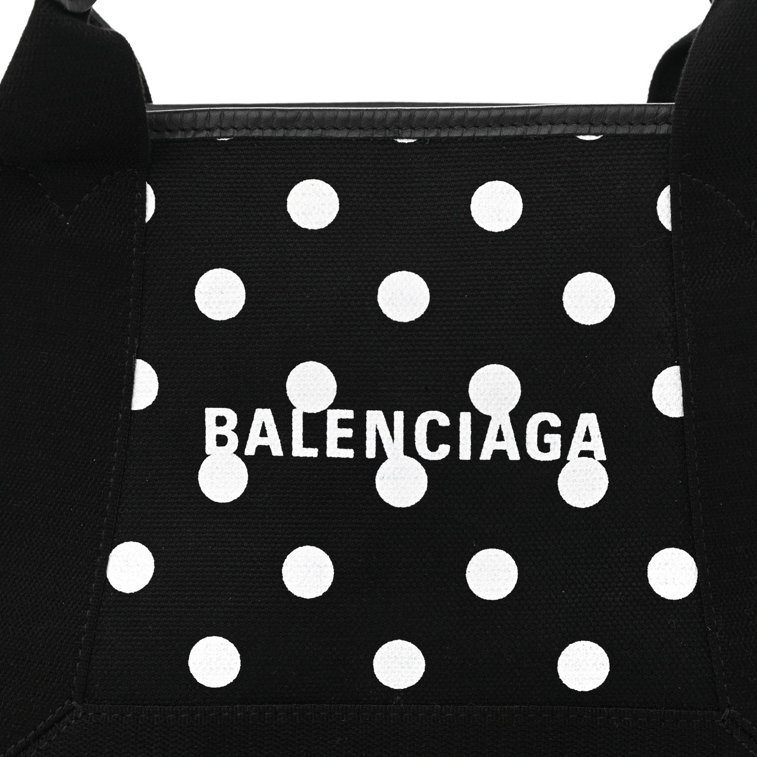 Balenciaga Cotton Canvas Polka Dot Navy Cabas XS Black White 8 of 10