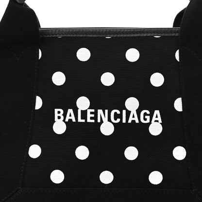 Balenciaga Cotton Canvas Polka Dot Navy Cabas XS Black White 8 of 10