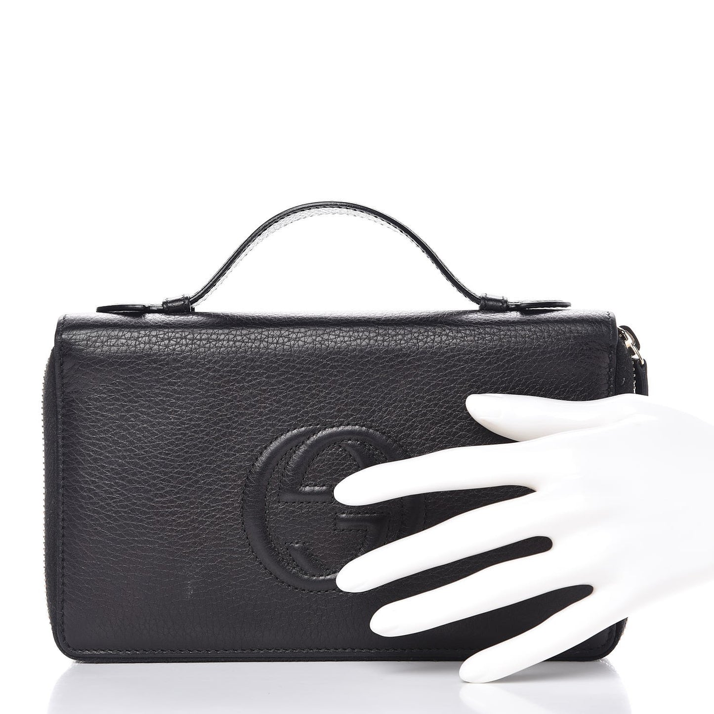 Pebbled Calfskin Soho Travel Document Case Black