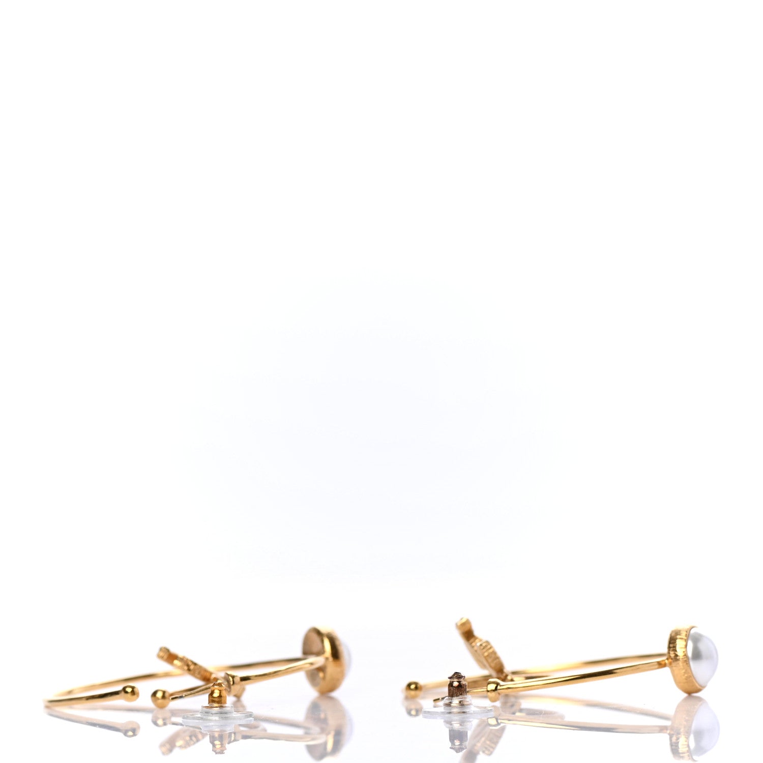 Chanel Pearl CC Tags Hoop Earrings Gold 4 of 4
