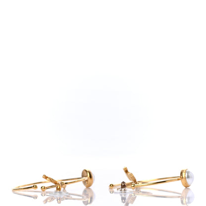 Chanel Pearl CC Tags Hoop Earrings Gold 4 of 4