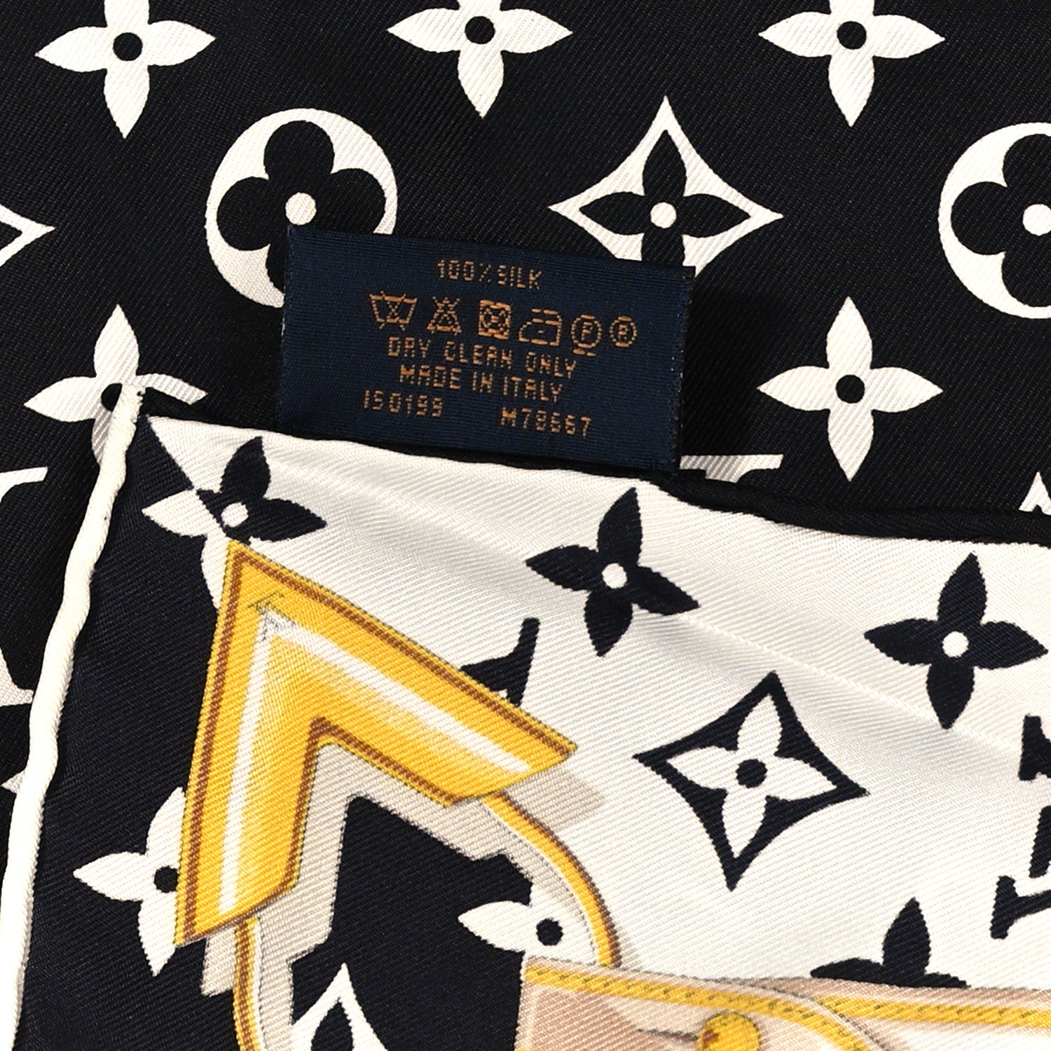 Louis Vuitton Silk Monogram Confidential Square Scarf Black 3 of 3