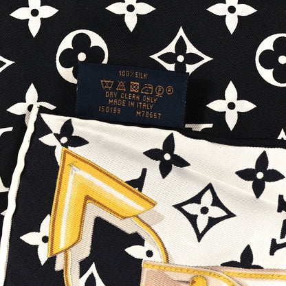Louis Vuitton Silk Monogram Confidential Square Scarf Black 3 of 3