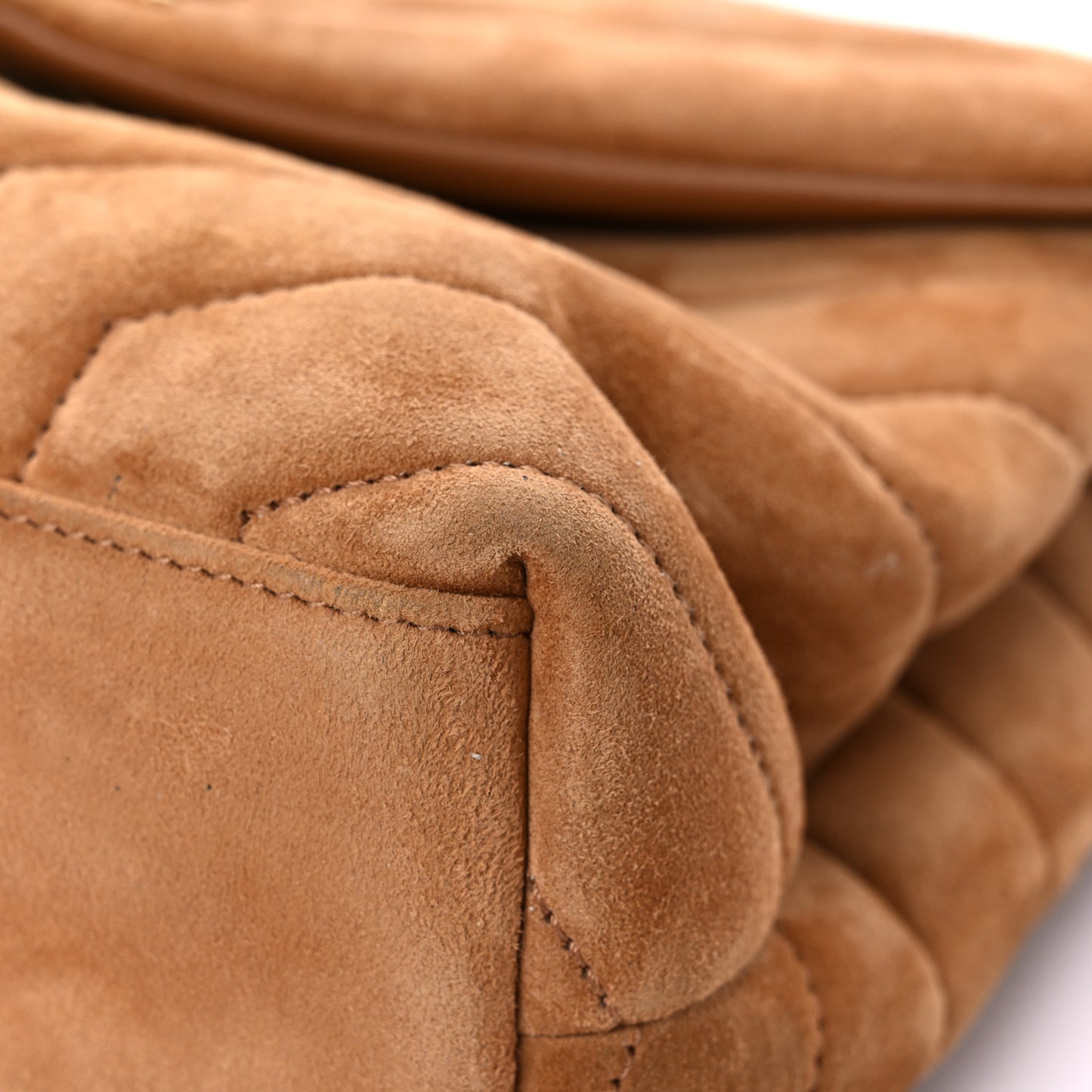 Suede Calfskin Y Quilted Monogram Small Loulou Chain Satchel Cinnamon