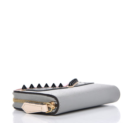 Fendi Vitello Elite Monster Eyes Studded Mini Zip Around Wallet Ghiaccio Black Multicolor 4 of 8
