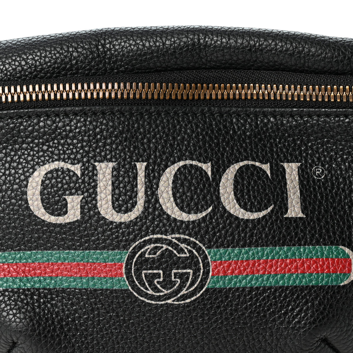 Grained Calfskin Small Logo Belt Bag Black