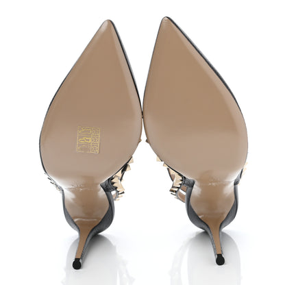 Valentino Garavani Pebbled Calfskin Rockstud Ankle Strap Pumps 37.5 Black 5 of 7