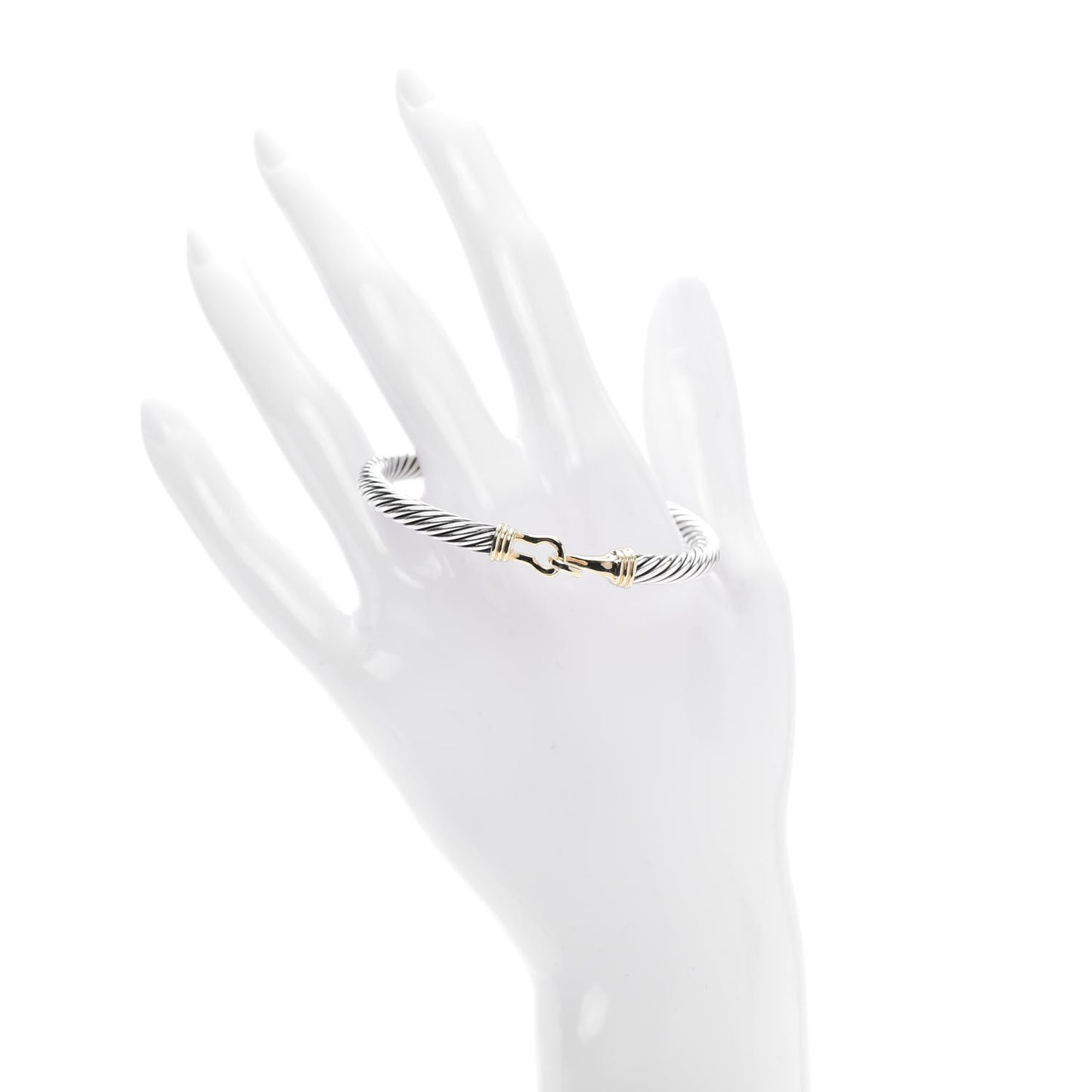 Sterling Silver 14K Yellow Gold 5mm Cable Classic Buckle Bracelet