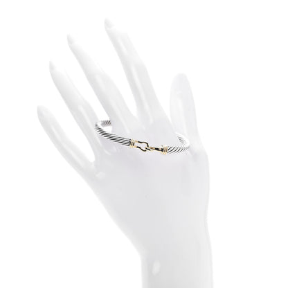 David Yurman Sterling Silver 14K Yellow Gold 5mm Cable Classic Buckle Bracelet 2 of 5