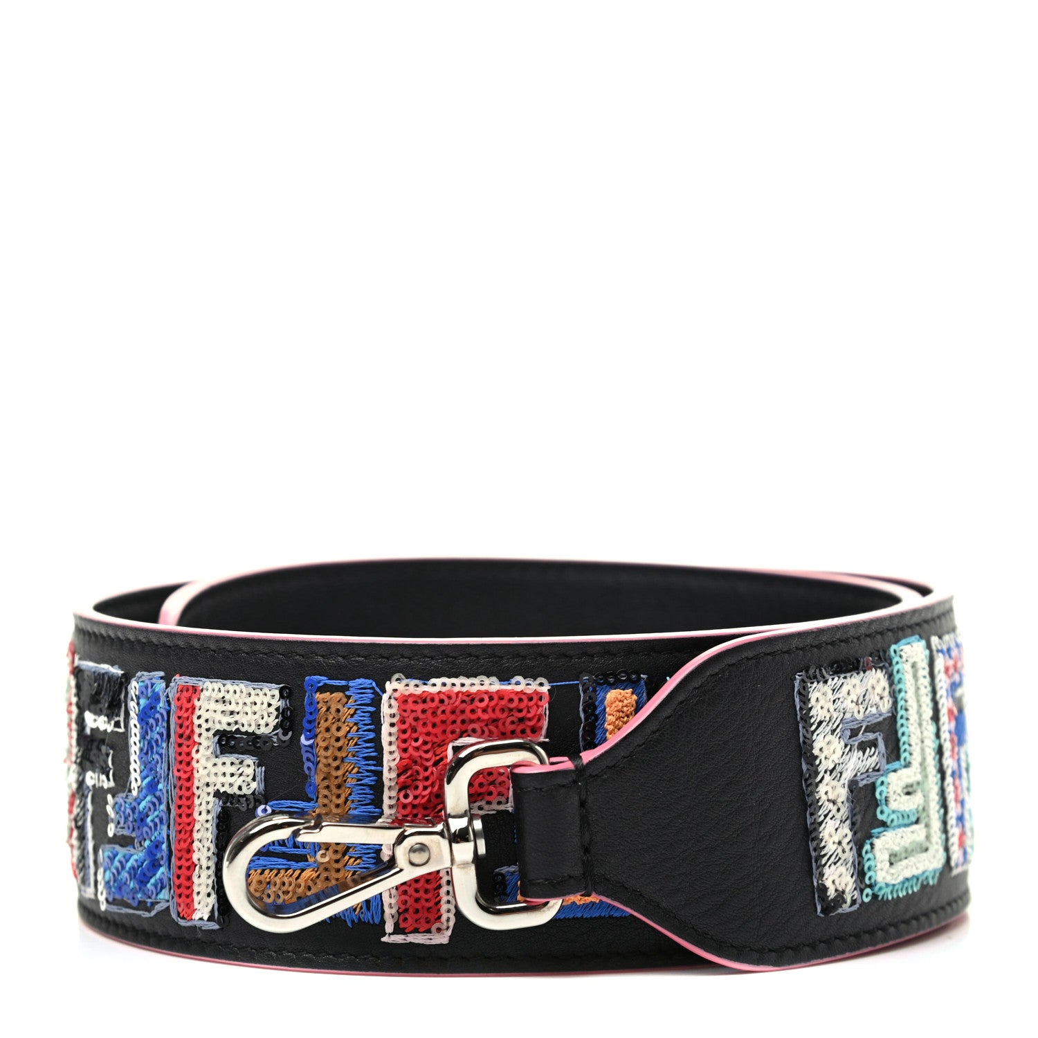 Fendi Calfskin Sequin Fun Fair Strap You Black Multicolor 1 of 4