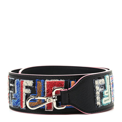 Fendi Calfskin Sequin Fun Fair Strap You Black Multicolor 1 of 4