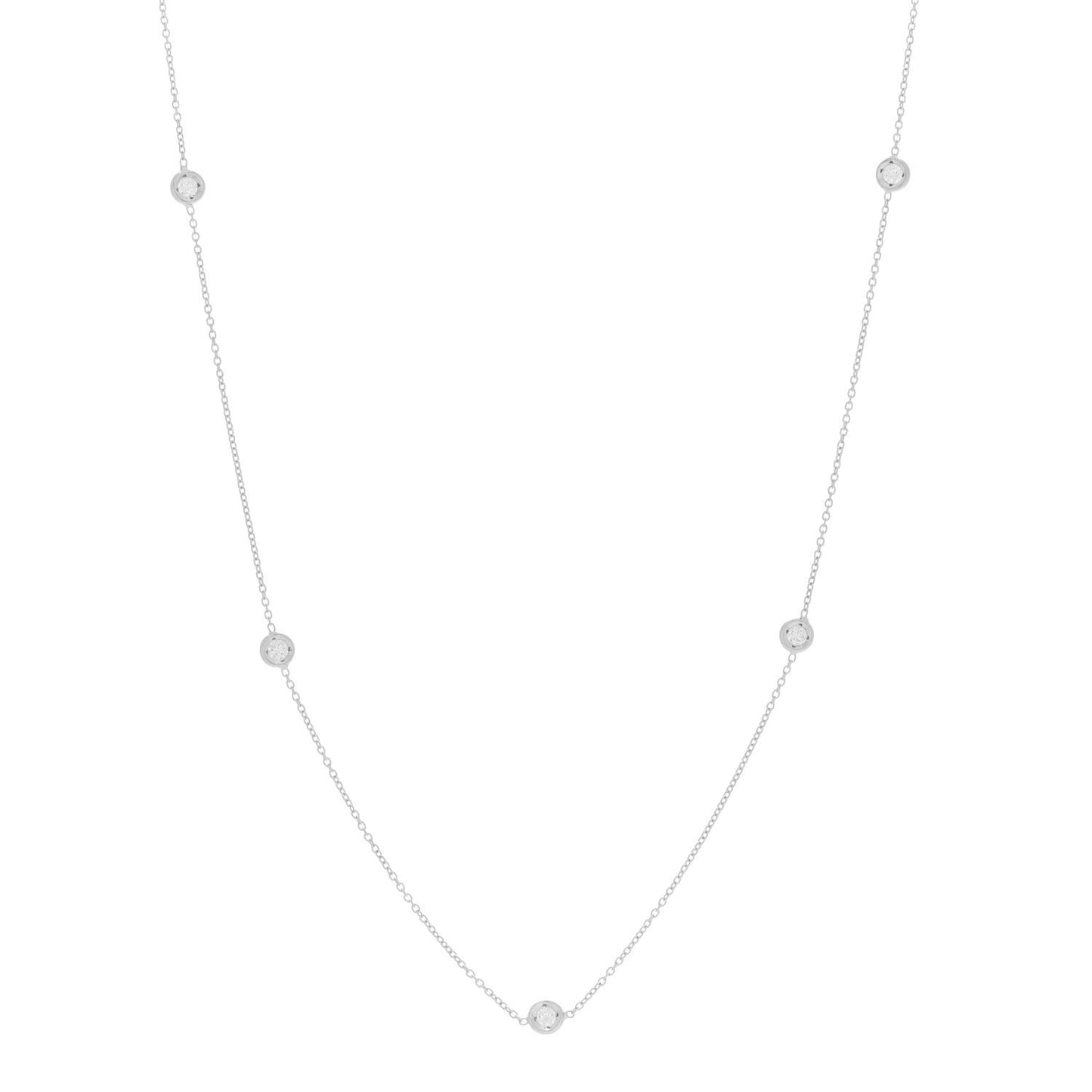 18K White Gold Diamond .29ctw Diamonds By The Inch Seven Station Necklace