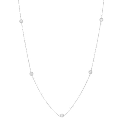 Roberto Coin 18K White Gold Diamond .29ctw Diamonds By The Inch Seven Station Necklace 1 of 6
