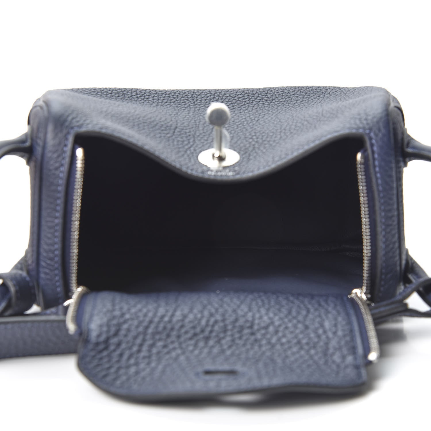 Hermes Taurillon Clemence Mini Lindy 20 Bleu Nuit 4 of 9