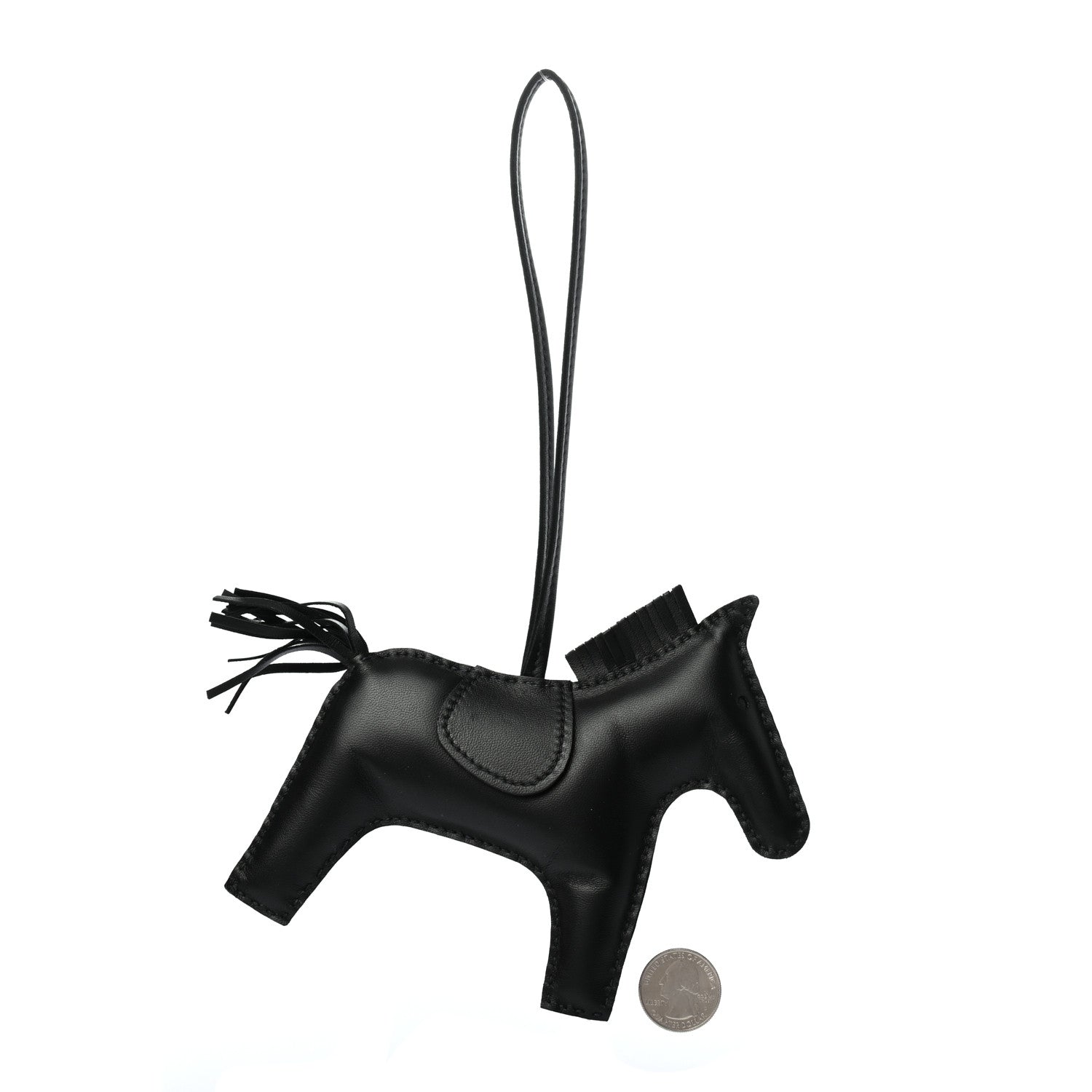 Hermes Milo Lambskin Grigri Rodeo Horse Bag Charm GM So Black 2 of 4