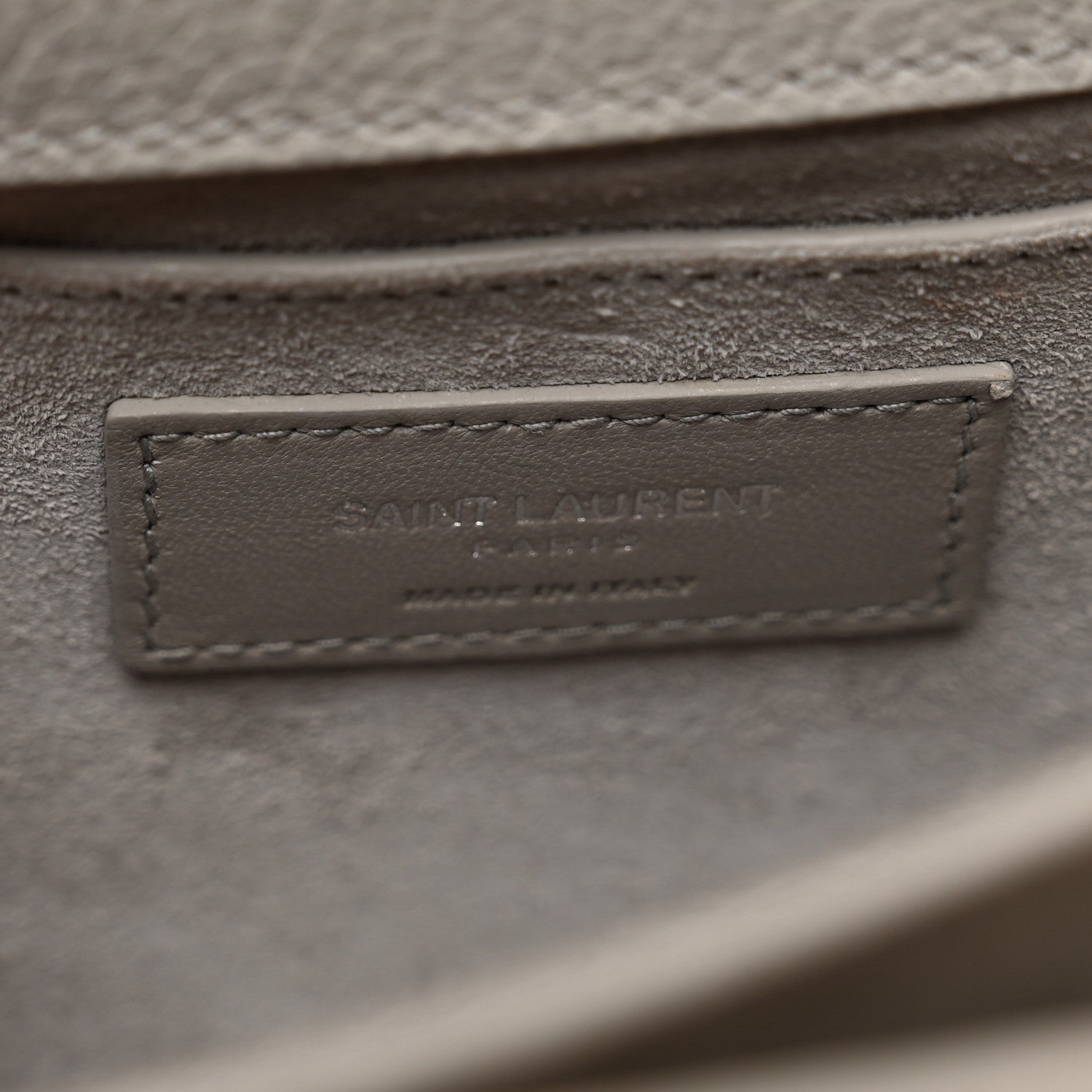 Saint Laurent Grained Calfskin Medium Monogram Sunset Satchel Light Grey 8 of 15