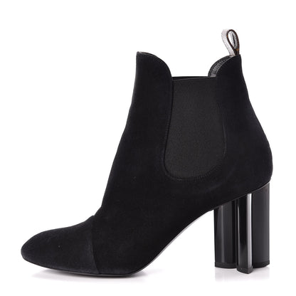 Louis Vuitton Suede Monogram Uniformes Cap Toe Chelsea 80mm Ankle Boots 39 Black 1 of 10