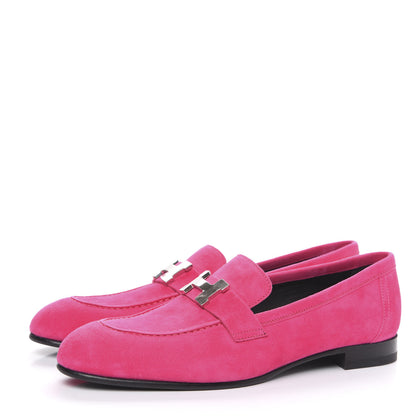 Hermes Suede Goatskin Paris Loafers 38 Rose Fuchsia 3 of 8