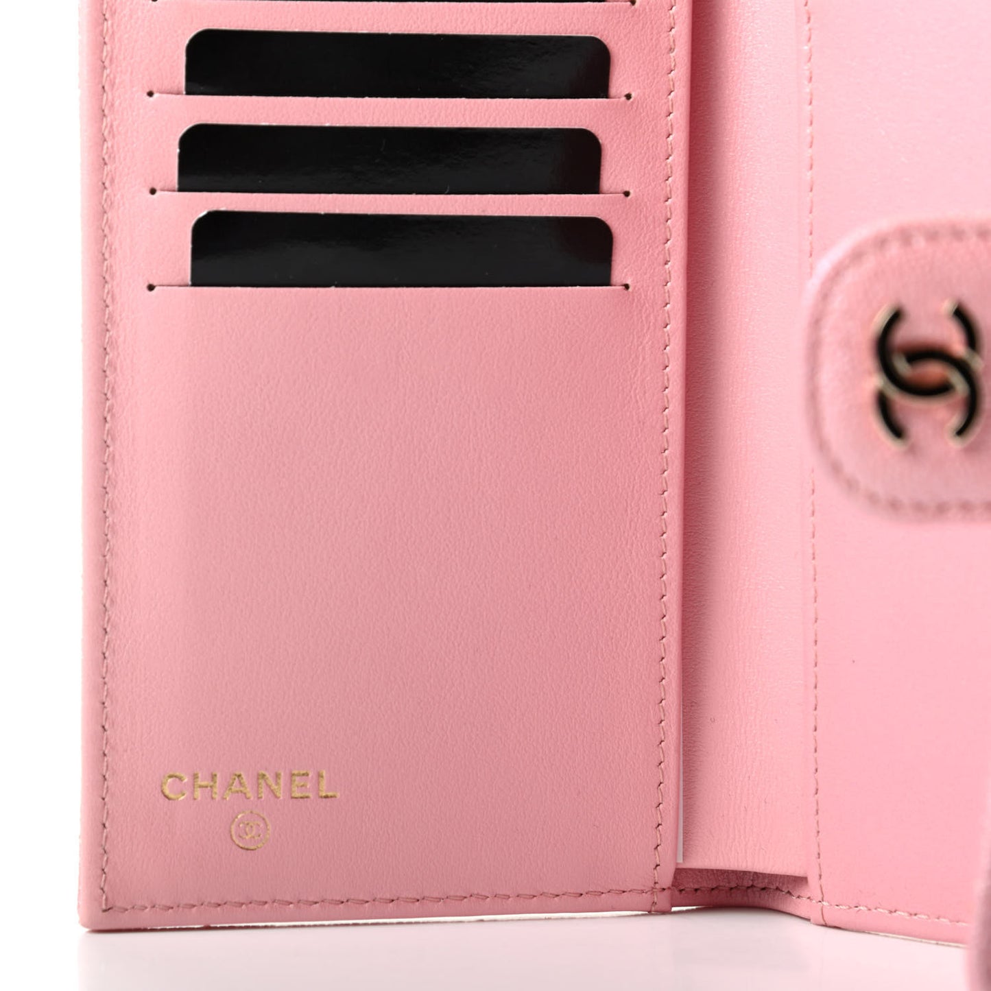 Iridescent Caviar Quilted Medium Flap Wallet Rose Pink