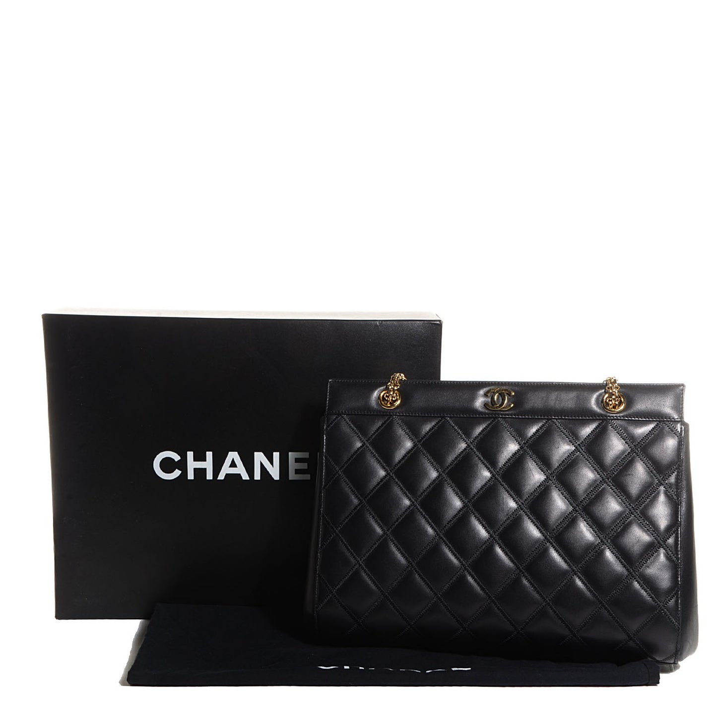 Lambskin Quilted Shoulder Bag Black
