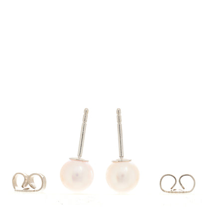 Tiffany 18K White Gold Akoya Pearl 6-6.5mm Signature Earrings 3 of 5