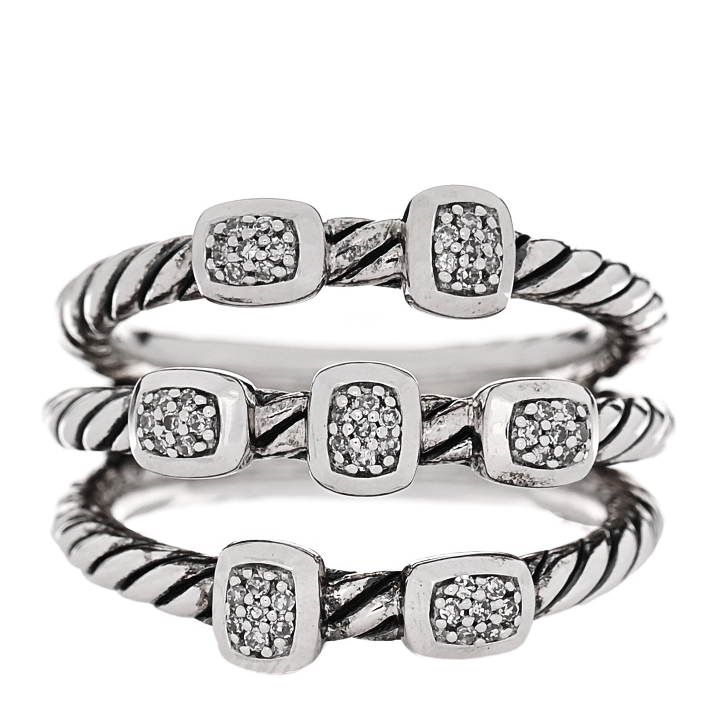 Sterling Silver Diamond Confetti 3 Row Ring 54 7