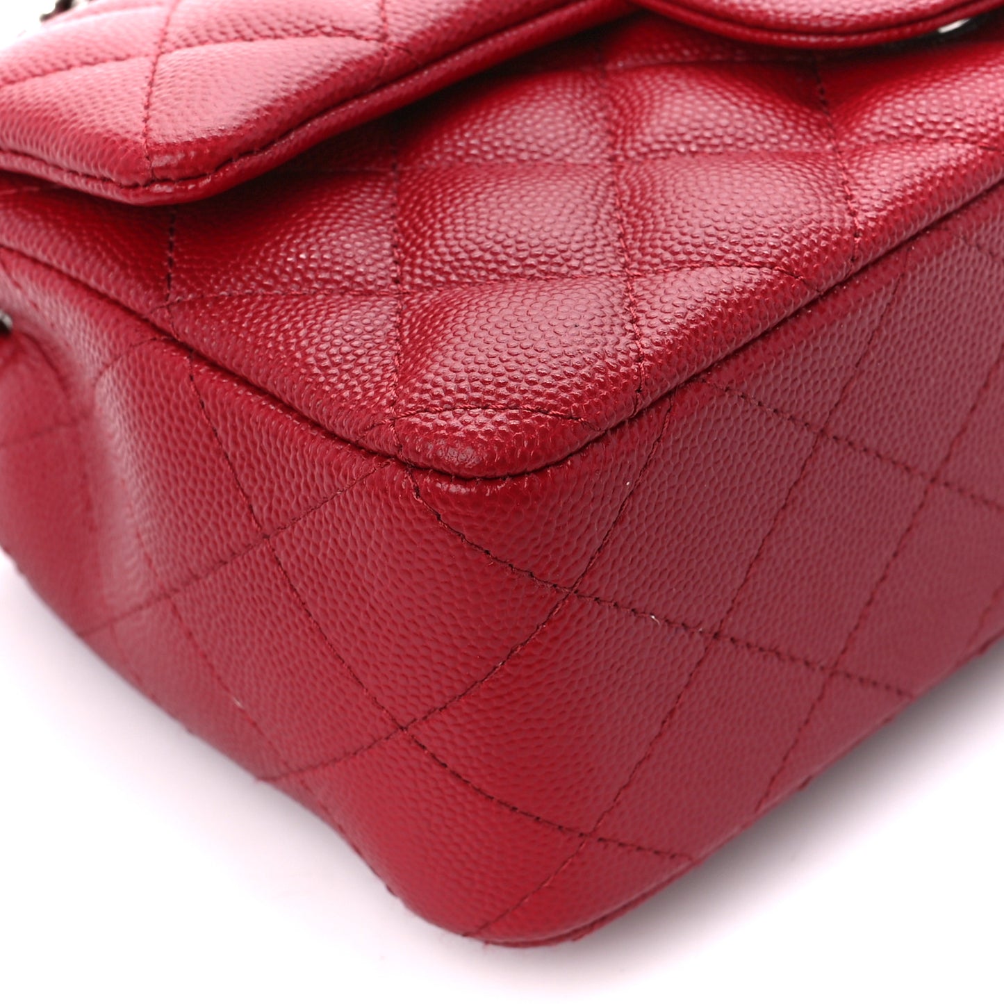 Caviar Quilted Mini Rectangular Flap Red