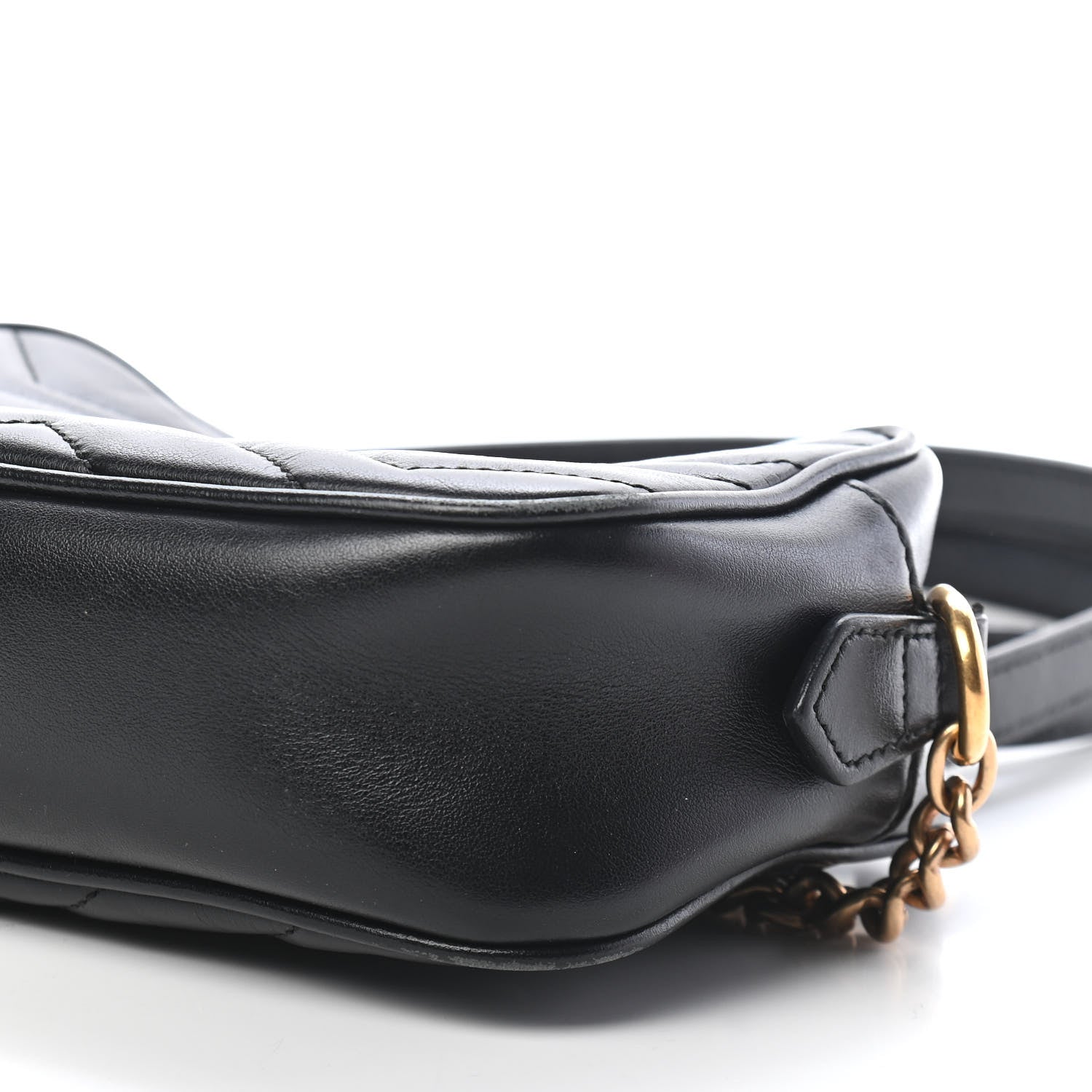 Gucci Calfskin Matelasse Mini GG Marmont Chain Shoulder Bag Black 10 of 10