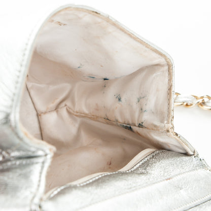 Chanel Metallic Lambskin Quilted Camellia Small Flap Silver 6 of 6